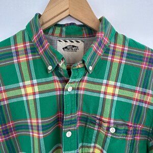 Vans green plaid button-up shirt men size large - Casual Streetwear Skate